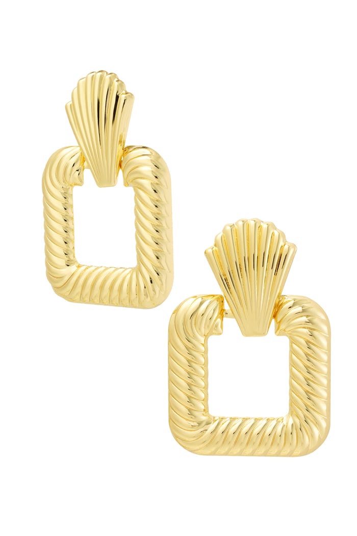 Earrings shiny square - Gold color 