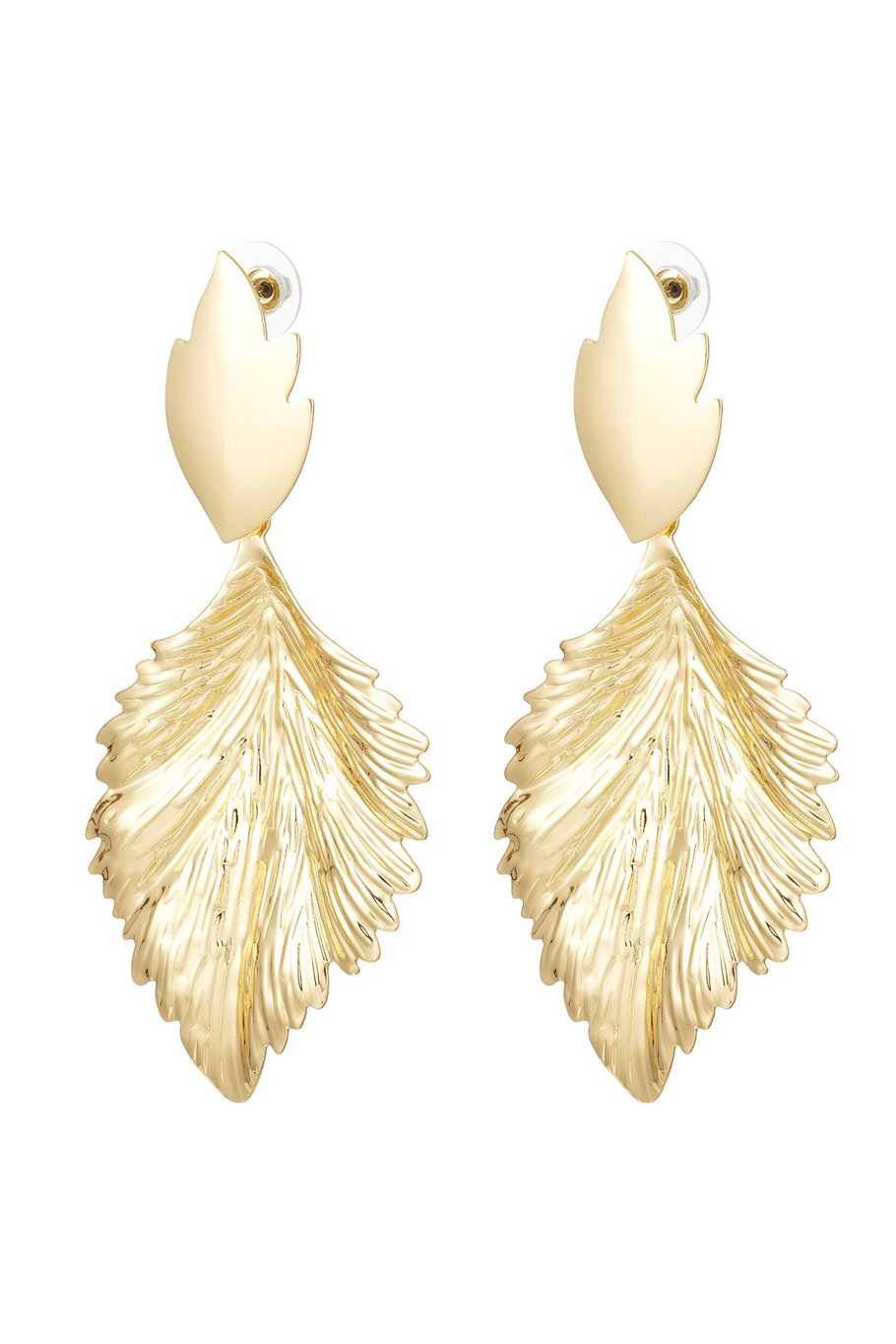 Ohrringe Statement-Feder – silbernes Metall