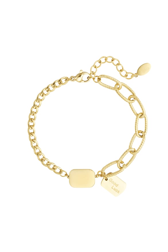 bracelet maillon porte-bonheur - couleur or 2