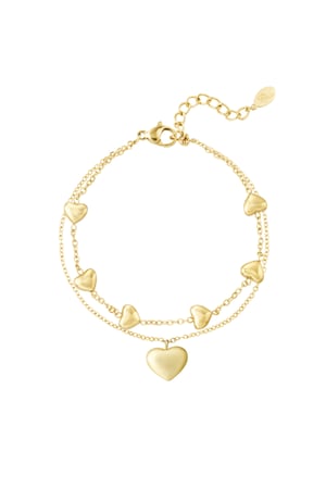 Double bracelet heart - Gold color h5 