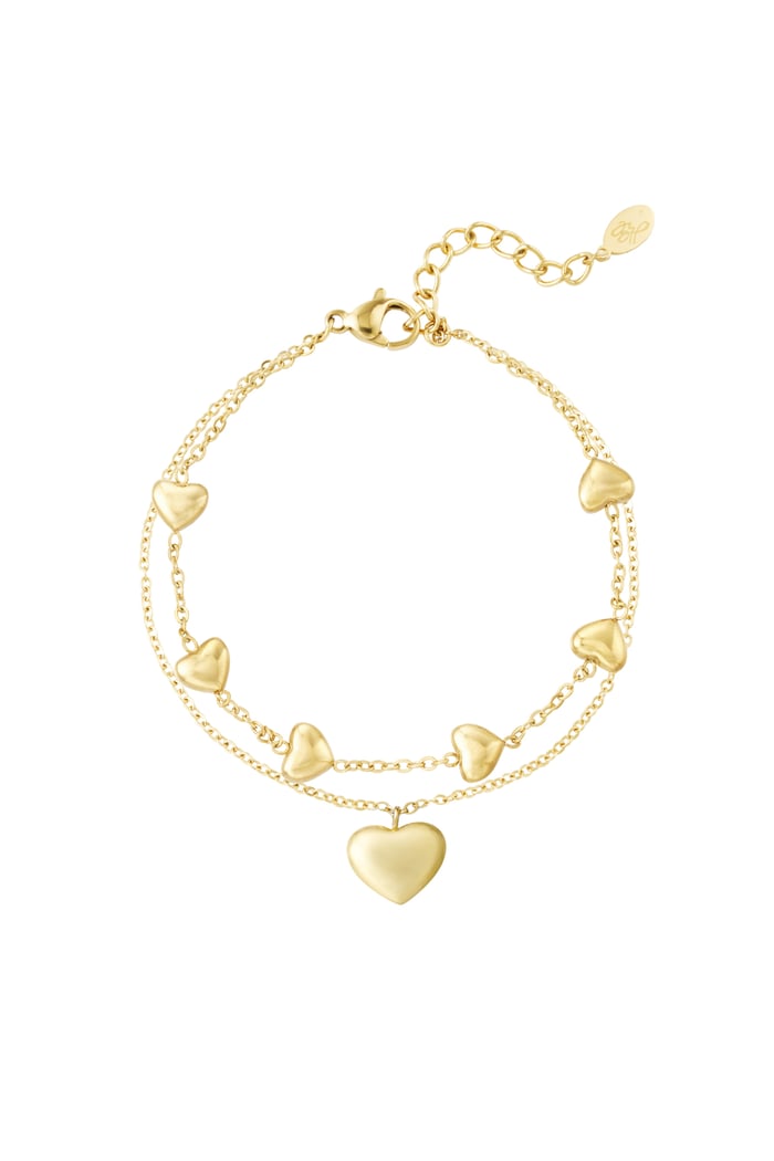 Double bracelet heart - Gold color 