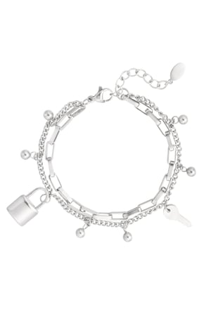 Double bracelet with charms and balls - Silver Color color h5 