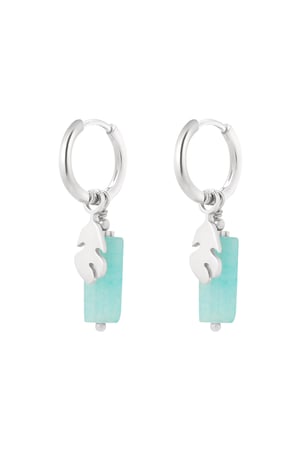 Earring blue with silver detail - Silver Color color h5 