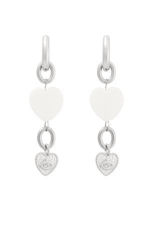 Earrings different hearts - Silver Color color h5 