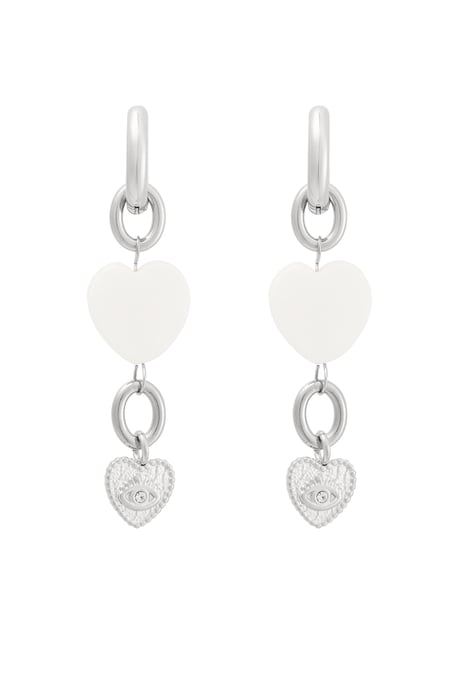 Earrings different hearts - Silver Color color