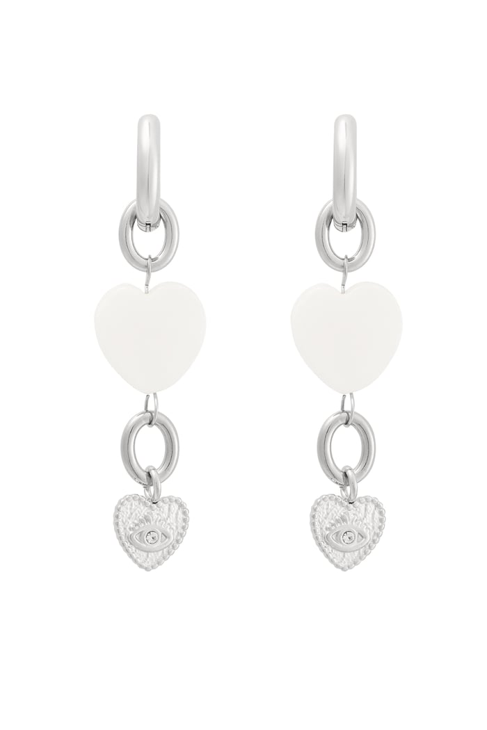 Earrings different hearts - Silver Color color 