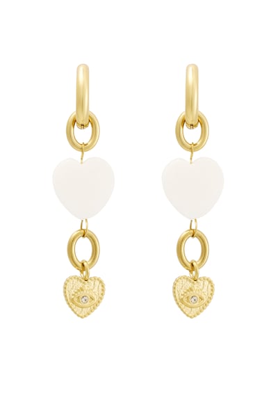 Earrings different hearts - Silver Color color h5 