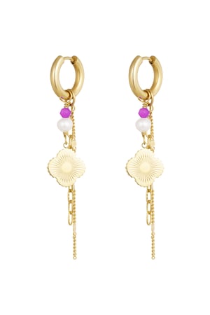 Ohrringe Charm Party - Goldfarbe/Rosa h5 