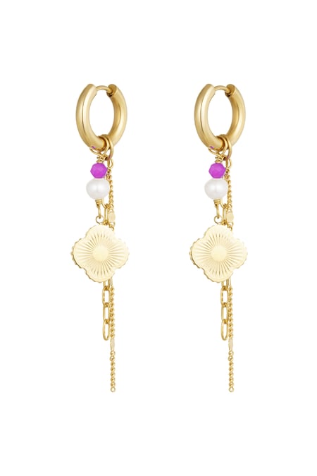 Earrings charm party - Gold color/pink 2