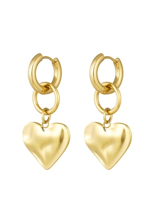 Earrings with heart charm - Gold color h5 