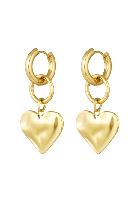 Earrings with heart charm - Gold color