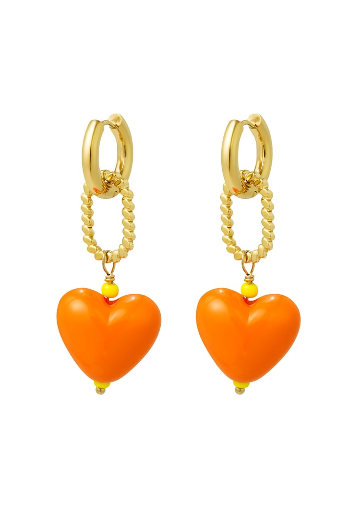 Earring heart orange - Gold color 