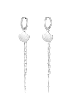 Earrings shell with chain - Silver Color color h5 