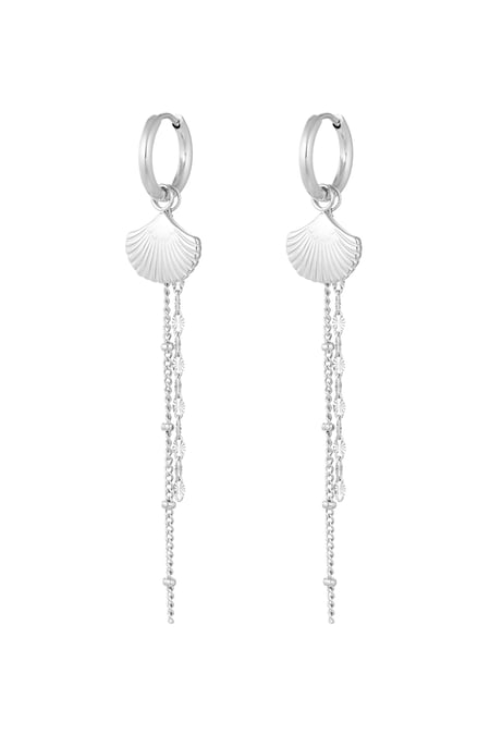 Earrings shell with chain - Silver Color color