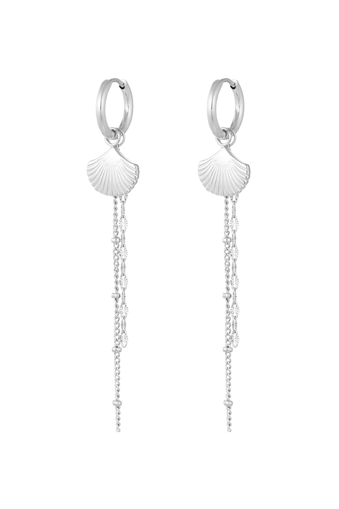 Earrings shell with chain - Silver Color color 