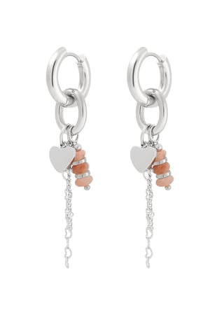 Earring hearts details pink - Silver Color color h5 