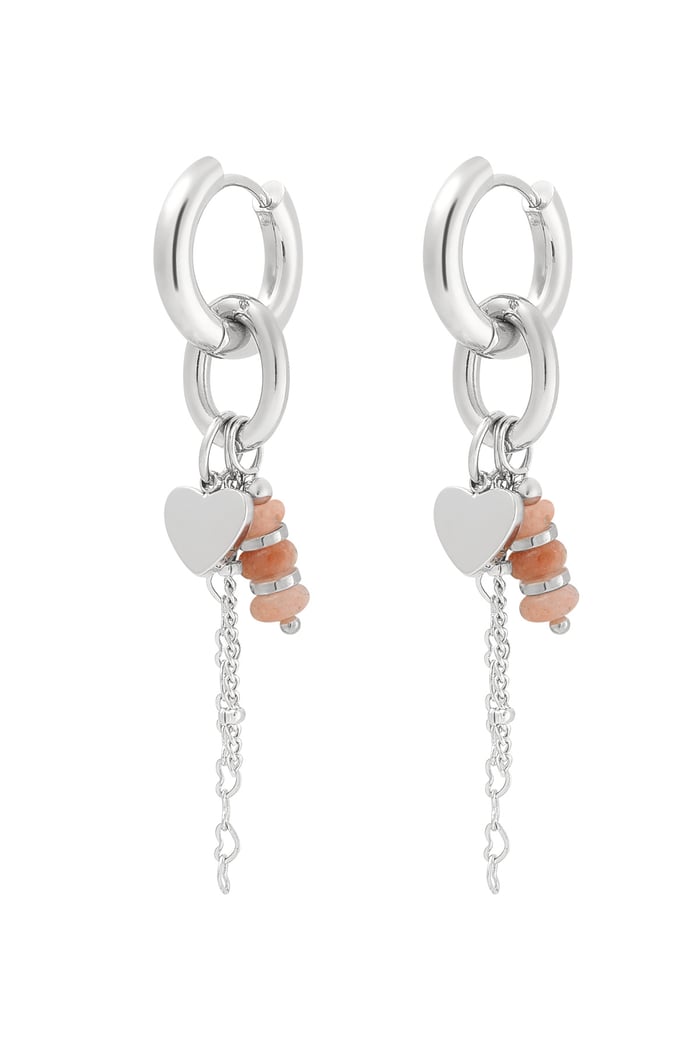 Earring hearts details pink - Silver Color color 