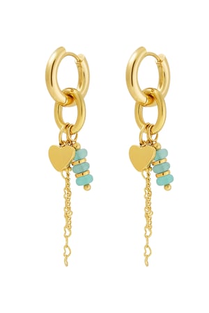 Earring hearts details green - Gold color h5 