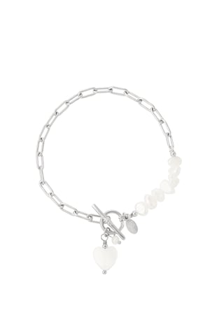 Bracelet shell beads and heart - Silver Color color h5 