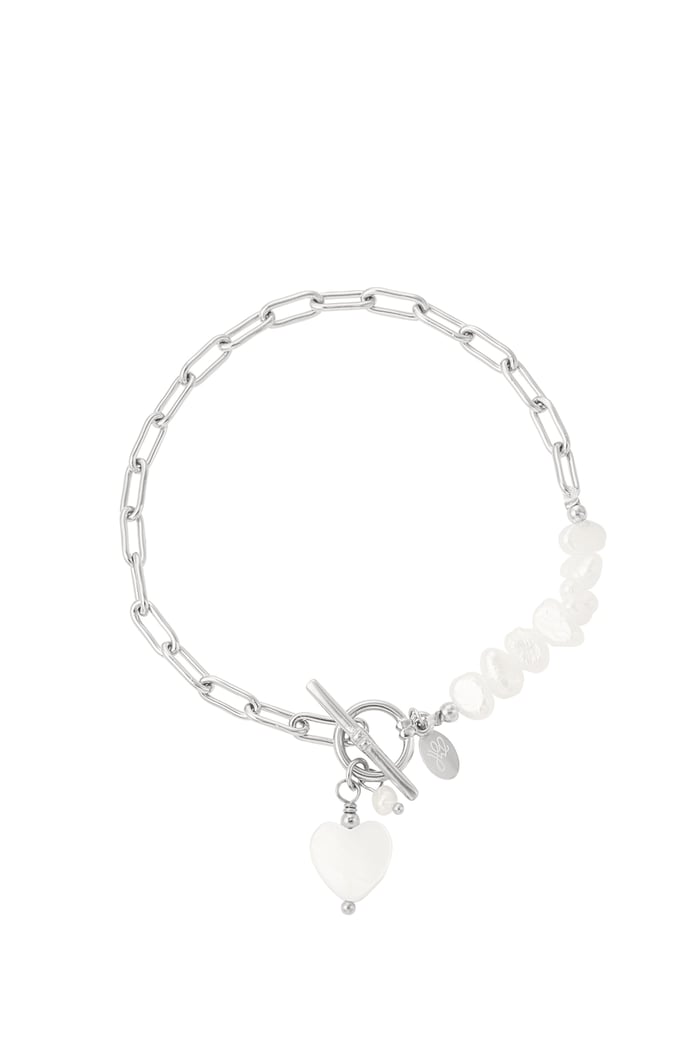 Bracelet shell beads and heart - Silver Color color 