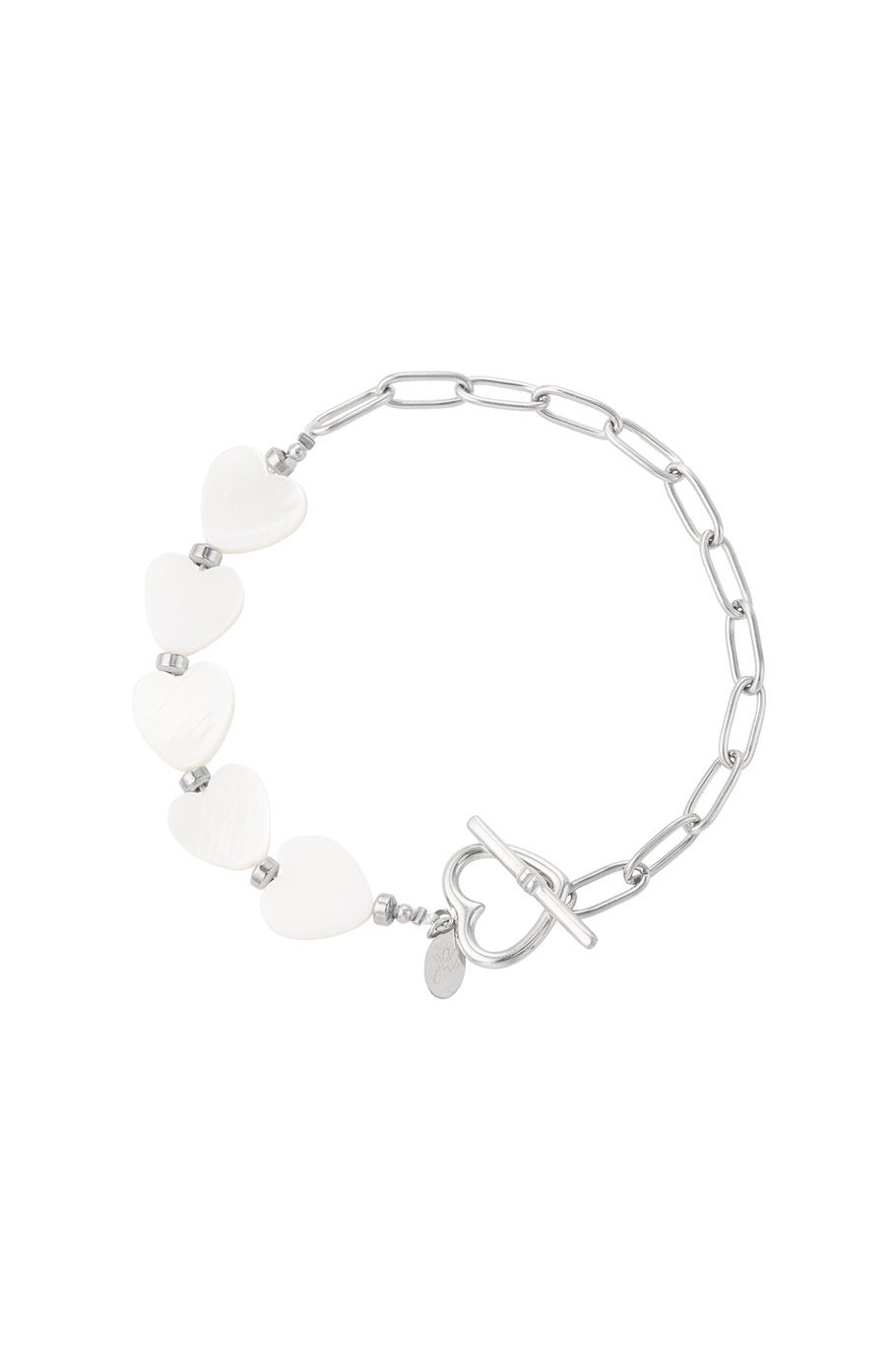 Bracelet with shell hearts - Silver Color color 