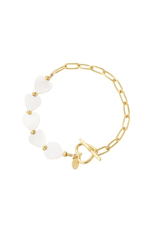 Bracelet with shell hearts - Gold color h5 