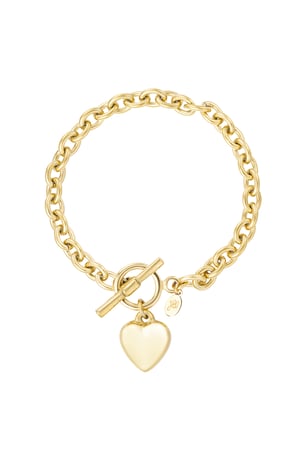 Link bracelet with heart - Gold color h5 