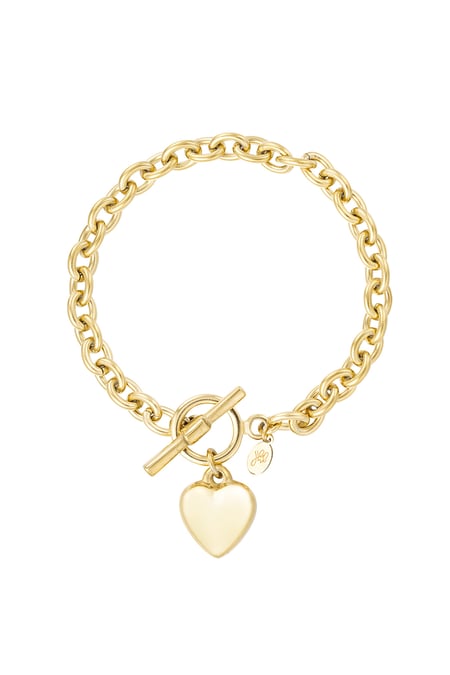 Pulsera de eslabones con corazón - Color dorado