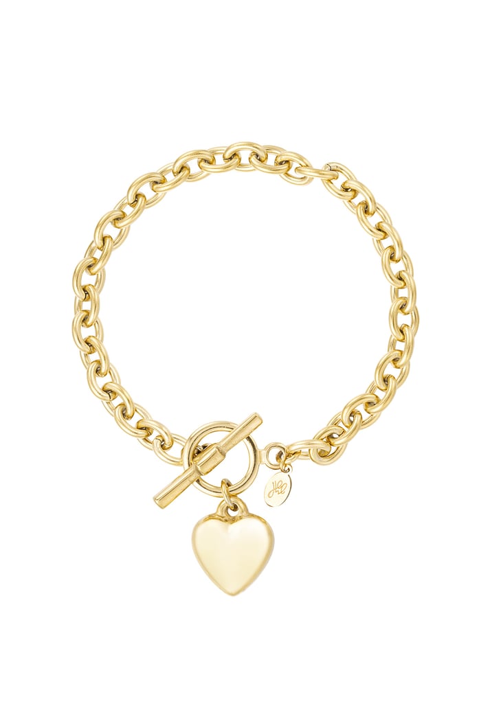 Link bracelet with heart - Gold color 