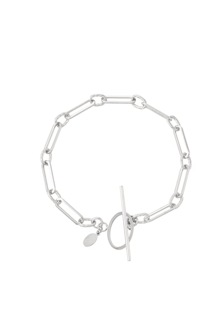 Bracelet à maillons fins avec fermoir rond - Couleur argent