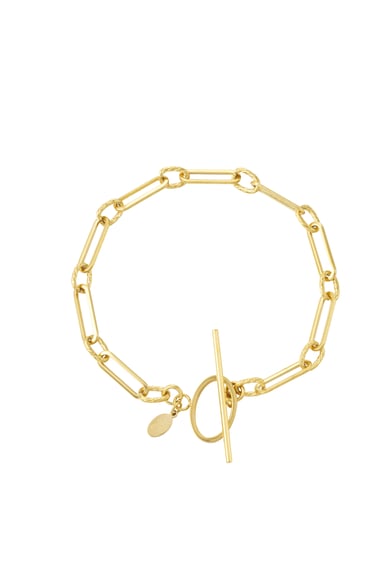 Thin link bracelet with round closure - Gold color h5 