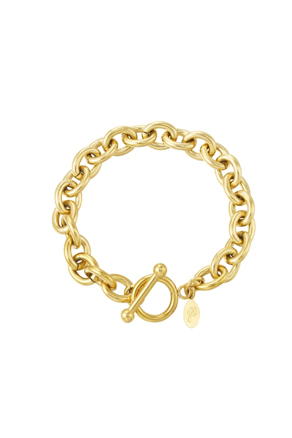 bracelet à maillons fermoir rond - couleur or 2