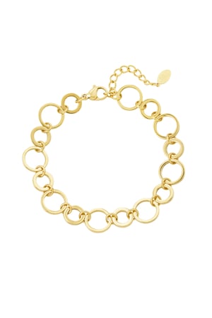 Bracelet small and large links round - Gold color h5 