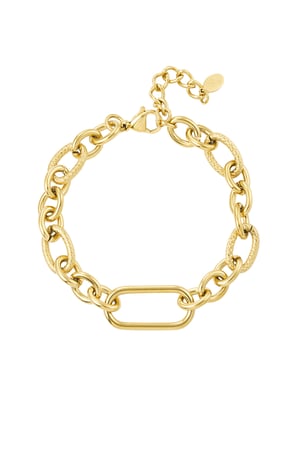 Link bracelet rectangular detail - Gold color h5 