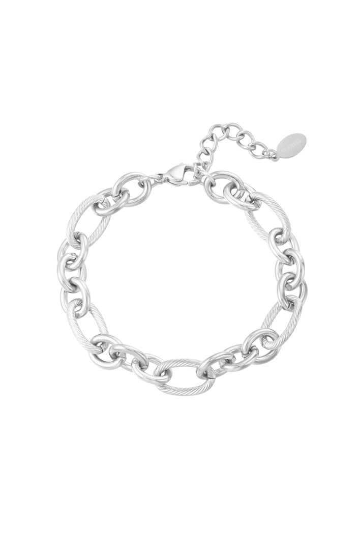 Link bracelet different links - Silver Color color 