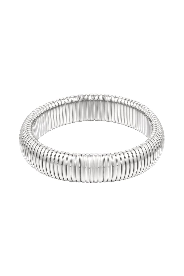 Bracelet ribbed wide - Silver Color color 