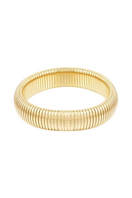 Bracelet ribbed wide - Gold color