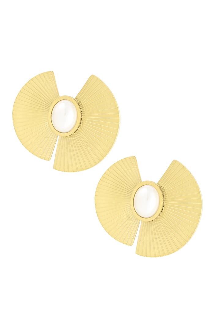 Earrings half circles with pearl - Gold color 