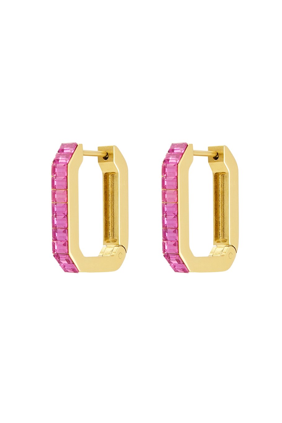 Earrings elongated stones - Gold color/white 