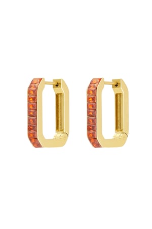 Earrings elongated stones - Gold color/orange h5 