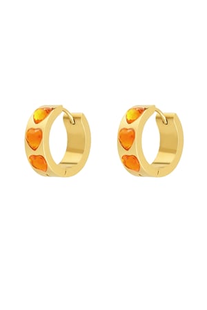 Earrings hearts stones - Gold color/orange h5 