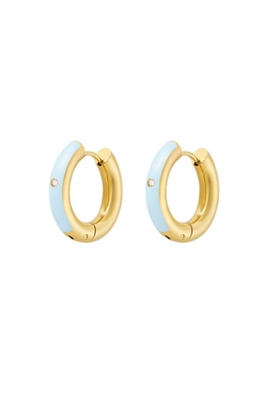 Creoles colored with stone - Gold color/blue h5 