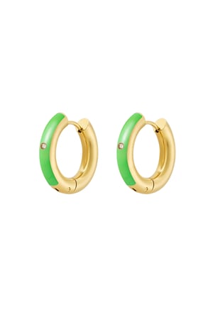 Creoles colored with stone - Gold color/green h5 