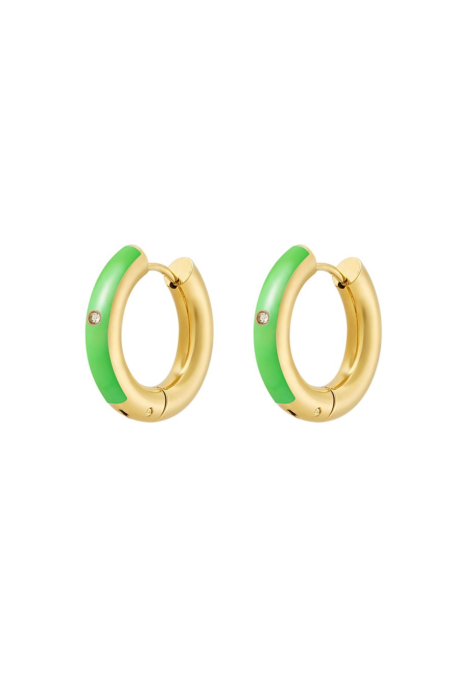 Creoles colored with stone - Gold color/green 