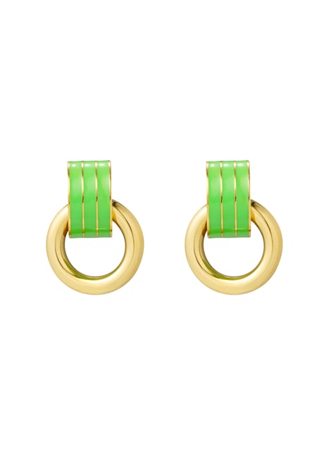 Boucle d'oreille double couche vert - Couleur or