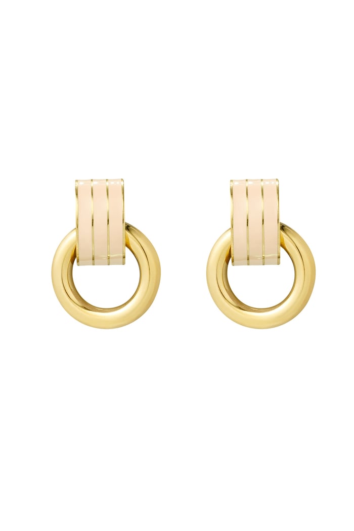 Earring double layer beige - Gold color 