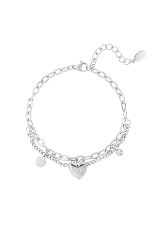 Link bracelet double love - Silver Color color h5 