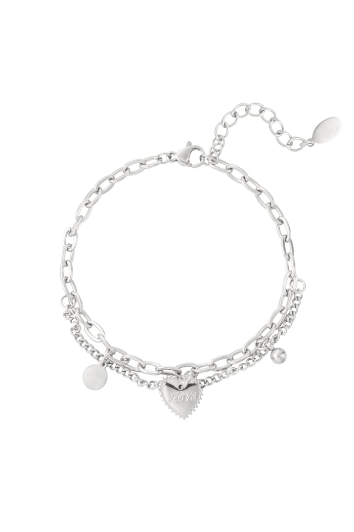 Link bracelet double love - Silver Color color 