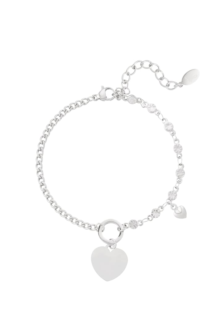 Bracelet links with heart - Silver Color color 