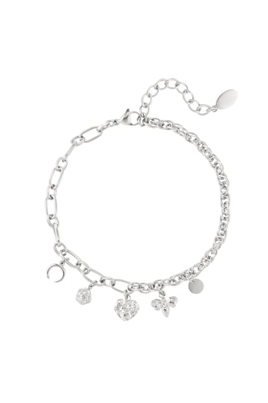 Armband verschillende schakels met bedels - Zilver kleur h5 